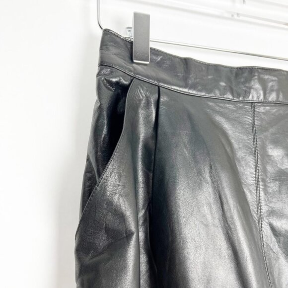 NWT Vintage Synergy Genuine Leather Midi Pencil Skirt w/Pockets. Black. Size 10 - Picture 3 of 14